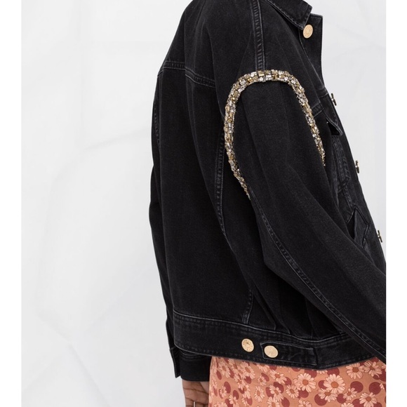 Sandro chrystal emblishes denim jacket - Picture 3 of 11